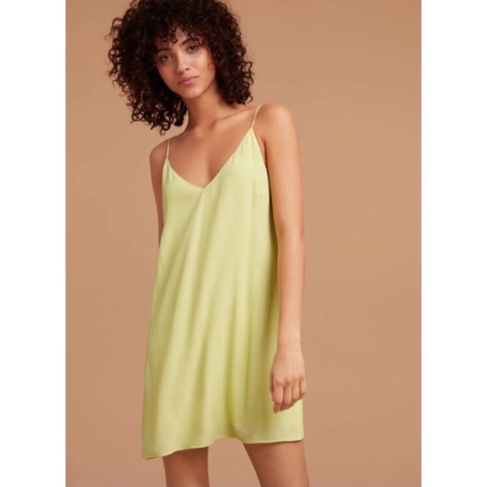 Aritzia Wilfred Free Vivienne Neon Yellow Slip Dress